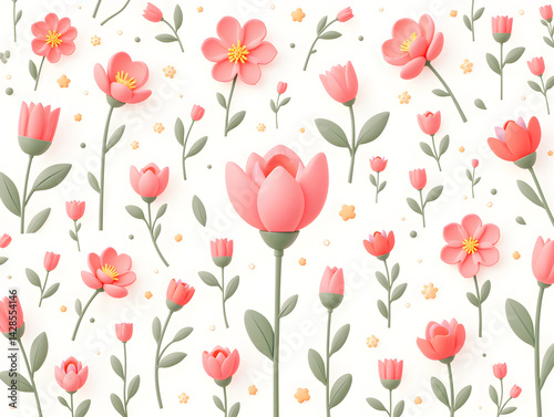 Wallpaper Mural Colorful line flowers repeat seamless pattern textile decorative background Torontodigital.ca