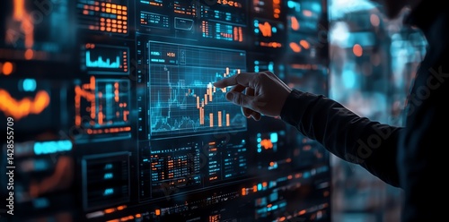 A business investor analyzing stock market trends photo