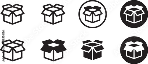 Open Box Icons Set Various Styles and Variations for Design