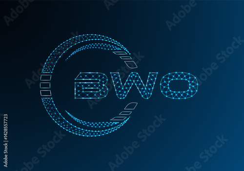 BWO low poly letter logo vector design. BWO lower poly logo design.