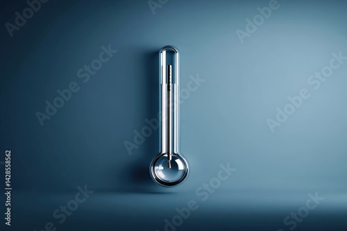 Glass Thermometer with Clear Bulb on Subtle Blue Background