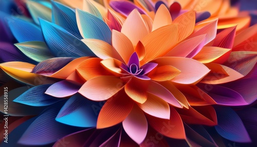 Vibrant Geometric Floral Abstract Design with a soft focus effect