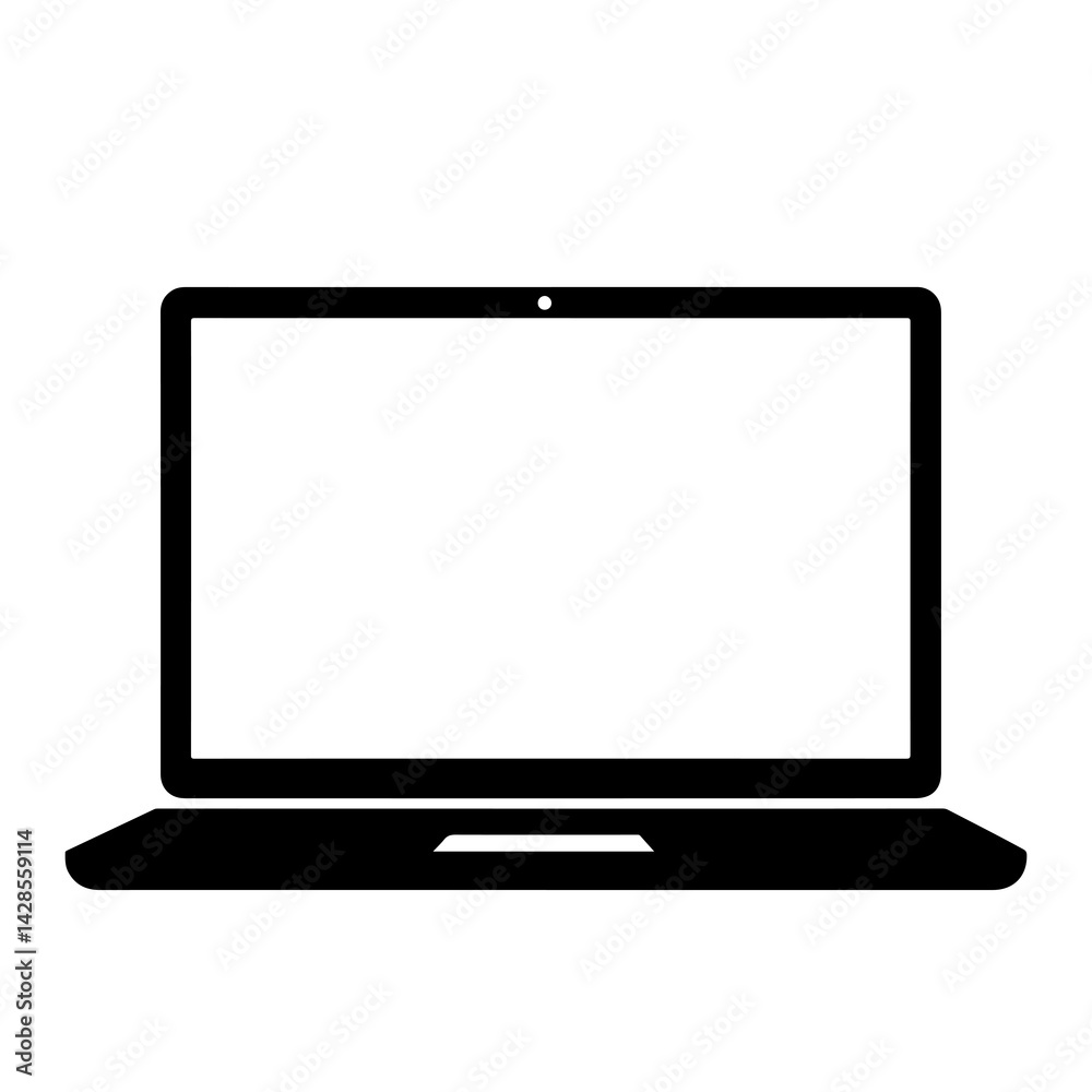 Laptop Icon Silhouette – Black Vector Design for Technology, Work, and Digital Devices Laptop Icon Silhouette – Black Vector Design for Technology, Work, and Digital Devices