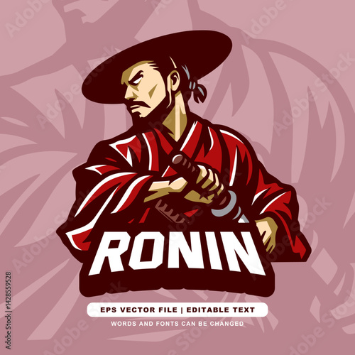 Ronin E-sport Logo - Lone Samurai Warrior Gaming Emblem
