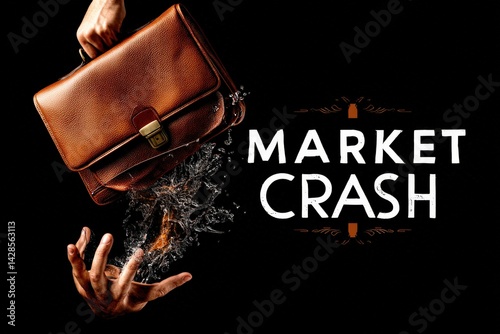 Obraz na płótnie Hand Releasing Briefcase Symbolizing Market Crash and Financial Stress w salonie