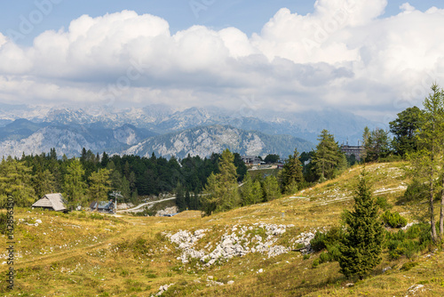 Vogel ski resort near Bohinj in Triglav National Park in Slovenia during summertime
