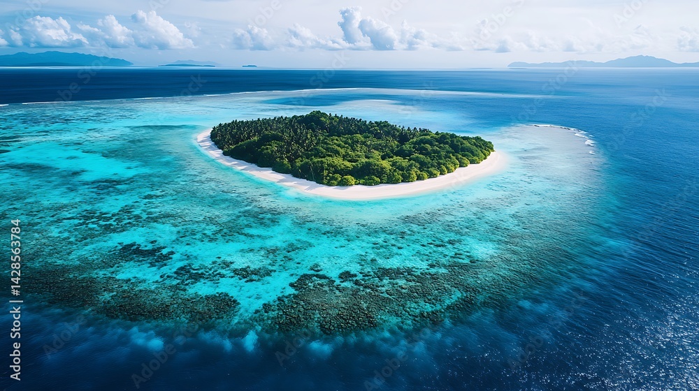 Obraz premium Picturesque tropical island nestled within vibrant turquoise waters.