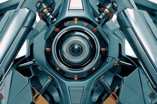 Obraz na płótnie High-Tech Mechanical Engine Component with Futuristic Design Elements w salonie