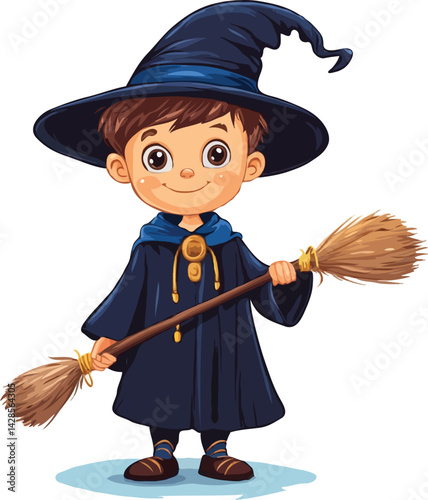 halloween witch with broom
