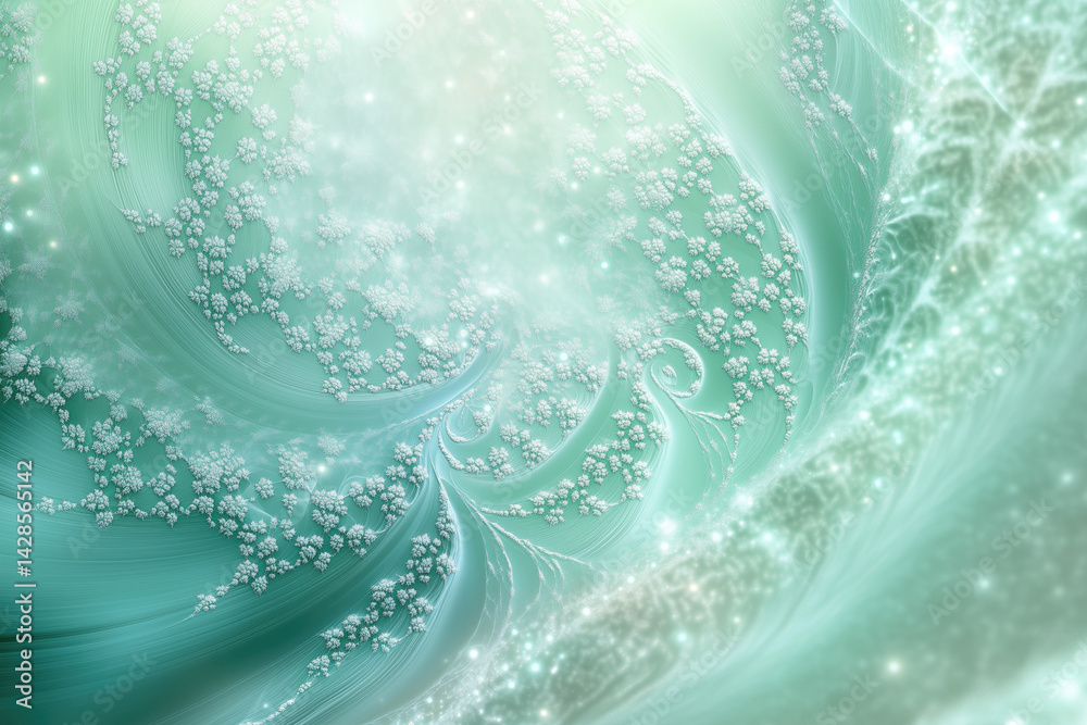 Beautiful swirling turquoise patterns with delicate white floral details