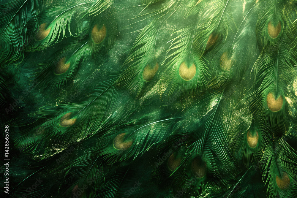 Abstract peacock feathers texture background.