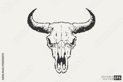 Cow Skull Pixel Style