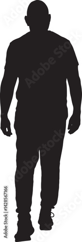 vector; silhouette of a back view of a man walking