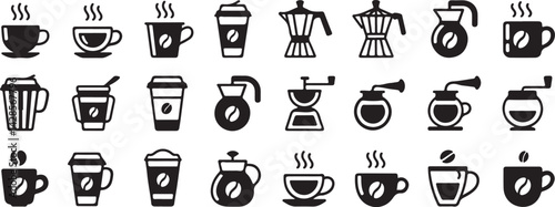 Coffee Icons Collection Cups, Makers, and Grinders