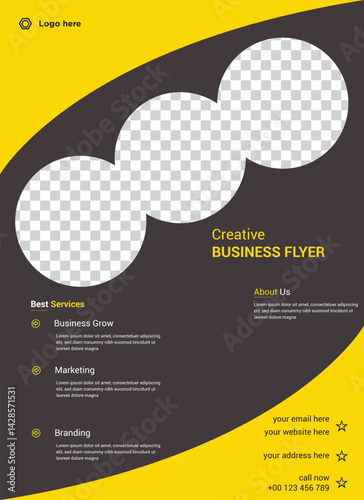 Business Flyer Template with Checkered Circles