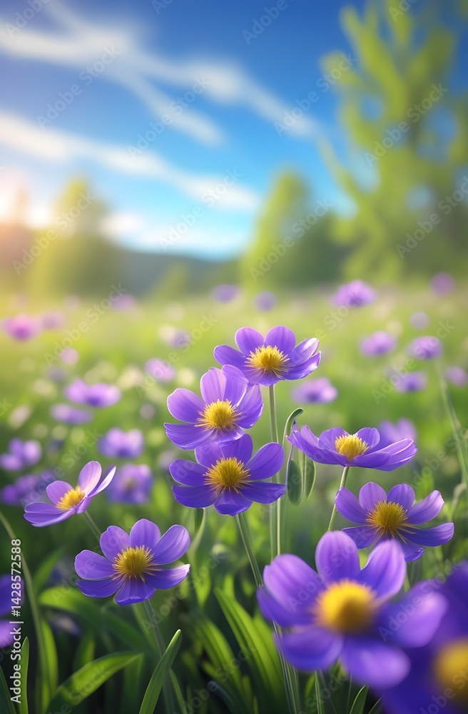 Obraz premium A field of purple tulips blossoms with floral beauty in the spring meadow