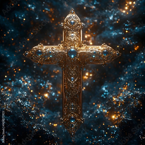Majestic Celestial Cross in Deep Space