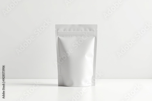 White resealable package on white surface