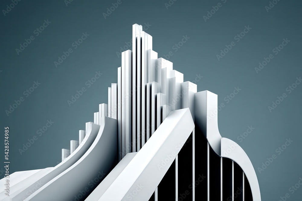 Modern Architectural Model with Abstract Lines and Geometric Shapes
