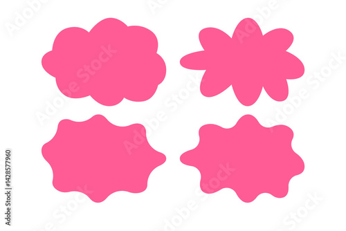 Pink Abstract Blob Shapes Clipart – Cute Organic Labels and Decorative Elements.
