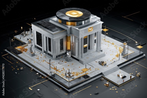 Obraz na płótnie Modern financial institution building with futuristic design elements w salonie