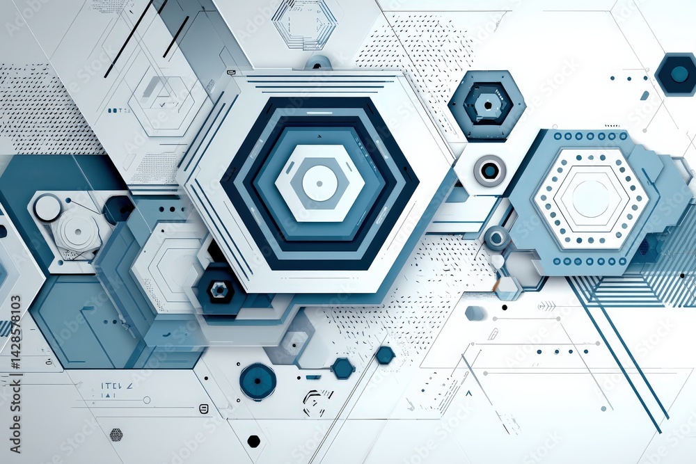 Modern Geometric Abstract Background with Hexagonal Shapes and Patterns