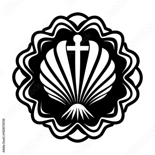 A glyph style icon of baptismal symbol