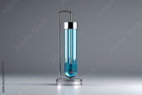 Obraz na płótnie Modern laboratory test tube with blue liquid and metal holder w salonie