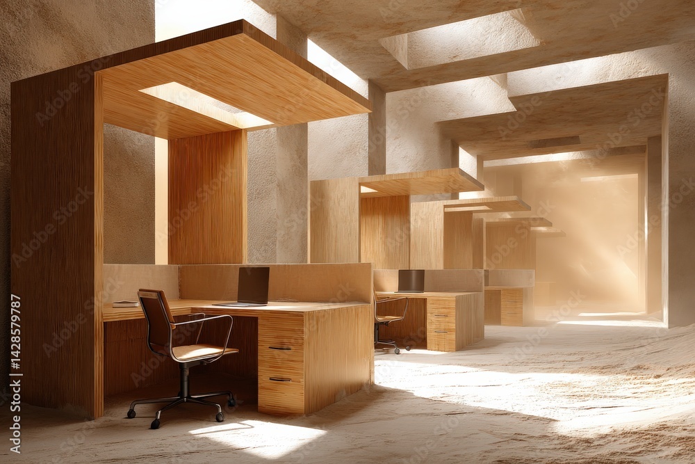 Modern Minimalist Workspace Design in Natural Light Setting