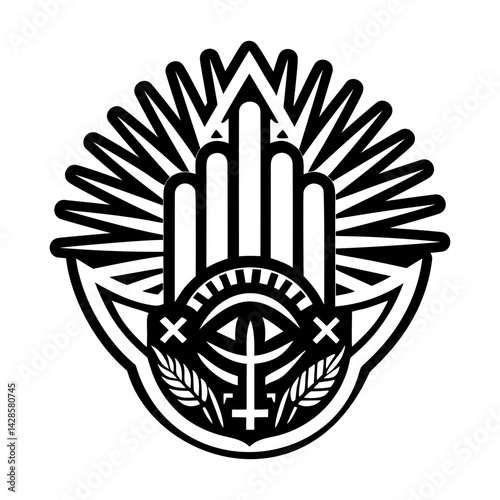 A filled style icon of god hand tattoo