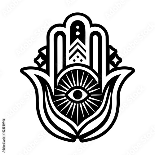 A glyph style icon of mystic hand tattoo