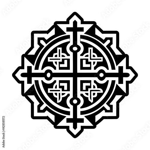 A filled style icon of jerusalem cross tattoo