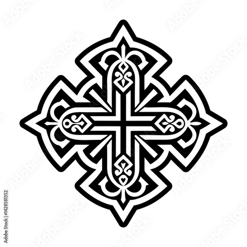 A filled style icon of orthodox symbol