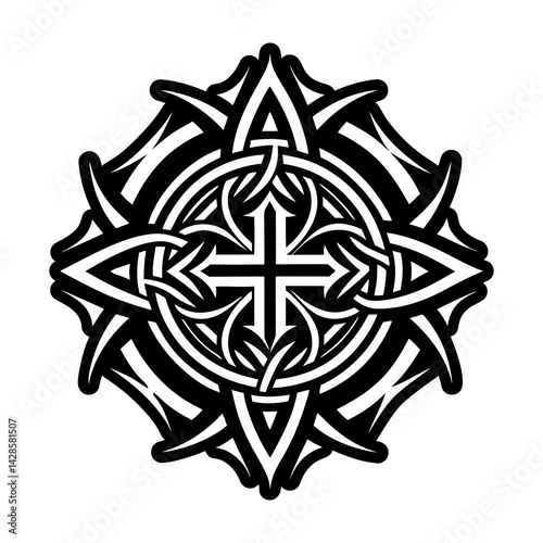 A glyph style icon of cross sign tattoo