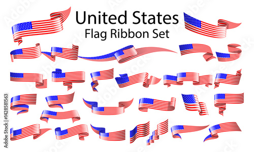 United States ribbon flag set
