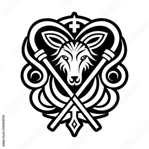 A glyph style icon of sacred animal symbol
