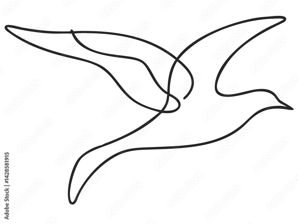 Sleek Continuous Line Art of a Bird in Flight for Elegant Design Projects Sleek Continuous Line Art of a Bird in Flight for Elegant Design Projects