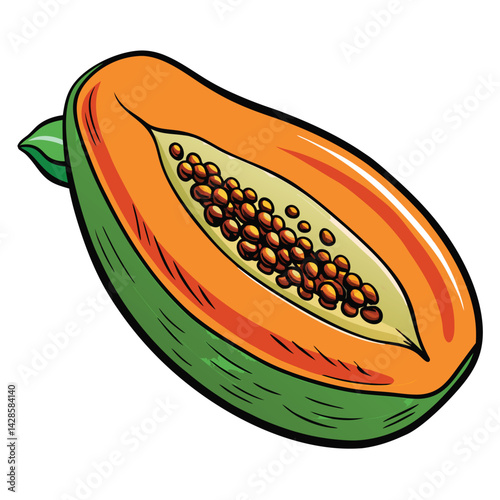 Papaya Half Illustration