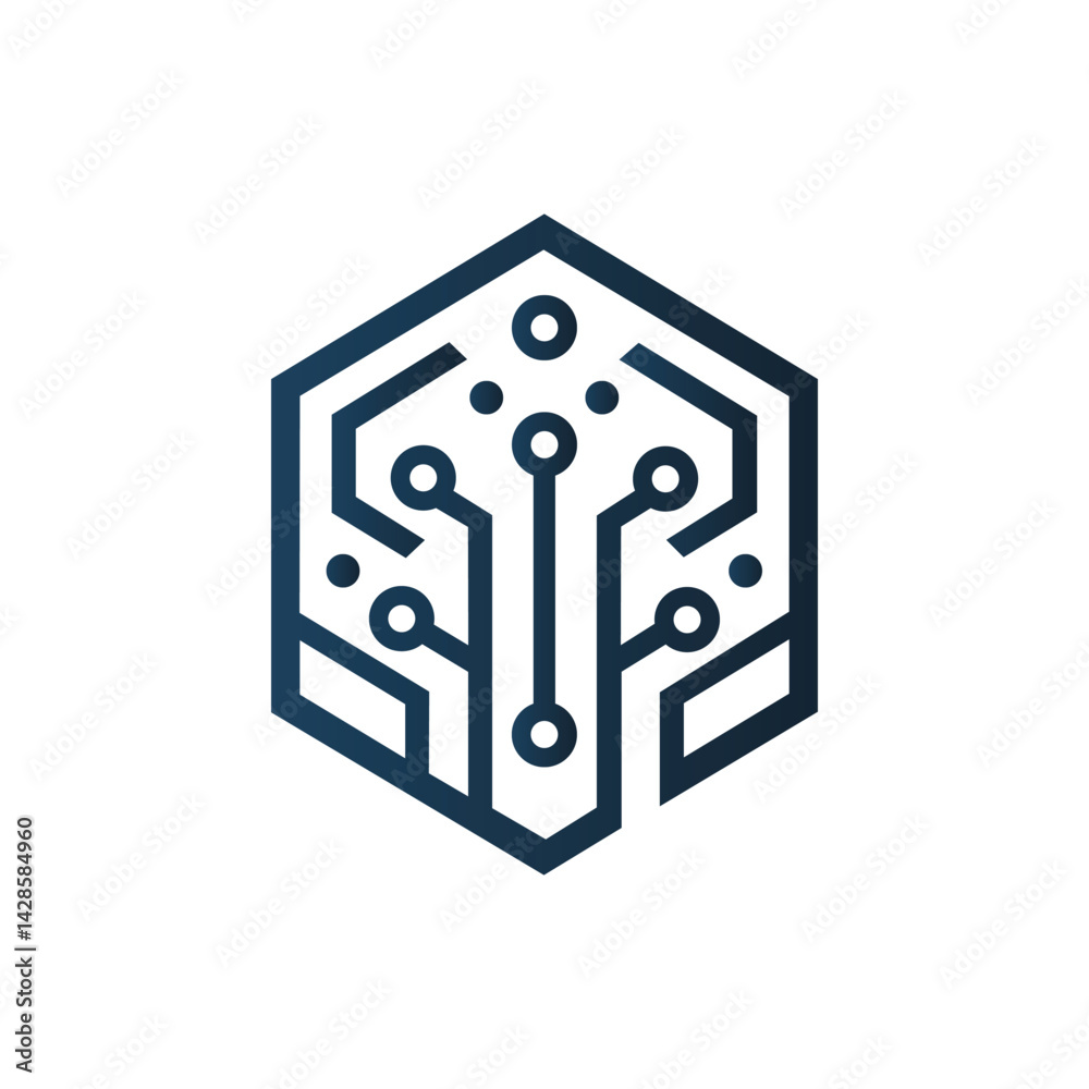 Minimalist Technology Hexagonal Circuit Logo Design Minimalist Technology Hexagonal Circuit Logo Design