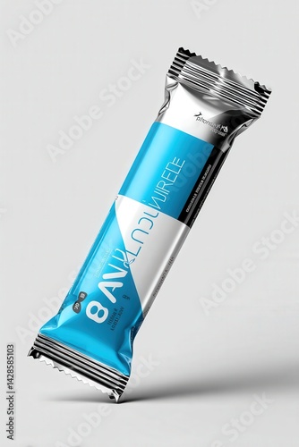 Obraz na płótnie Protein Bar with Blue Packaging on Light Background for Nutrition w salonie