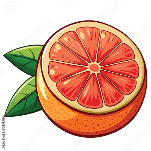 Grapefruit Slice with Leaves