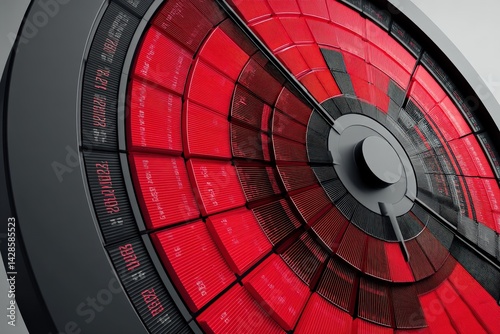 Obraz na płótnie Red Circular Graphic with Digital Display for Data Visualization w salonie
