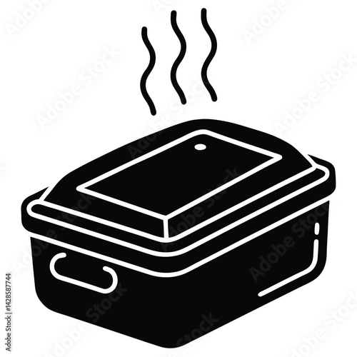 smart lunch box with a built in heating function silhouette vector - Leakproof Food Container for School, Office & Travel Meals
