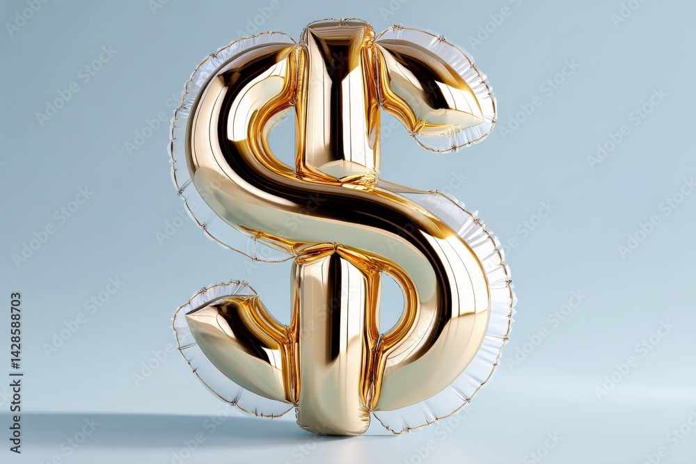 Shiny Gold Dollar Sign Balloon for Celebrations and Events