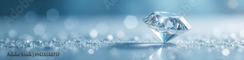 Single diamond, snow-white backdrop, radiating light ,  jewelry,  clear,  glare