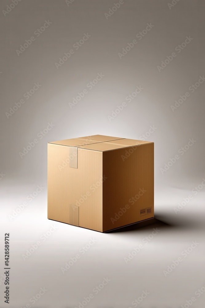 Simple Brown Box on a Soft Light Background for Various Uses