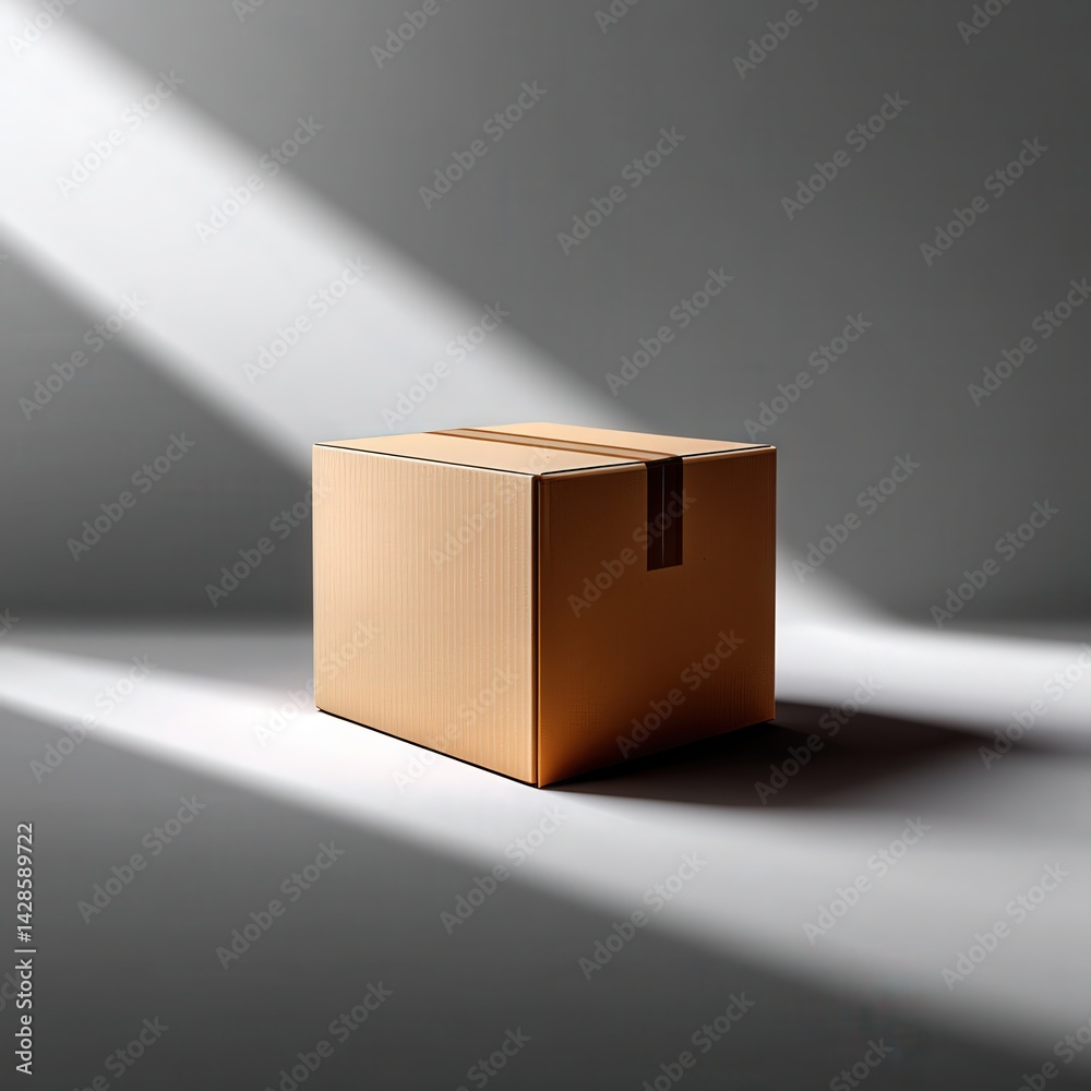 Simple Brown Box in Soft Lighting with Dramatic Shadow Play