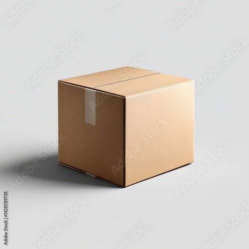 Obraz na płótnie Simple Brown Cardboard Box on a Soft Gray Background w salonie