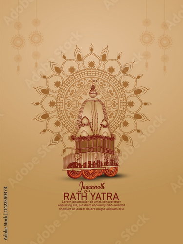 Indian traditional festival happy rath yatra with lord jagannath balabhadra and subhadra