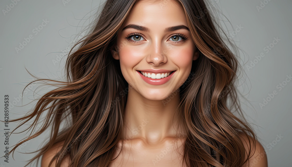 Fototapeta premium Confident Beauty Wallpaper Radiant Smile for Your Digital Background Image